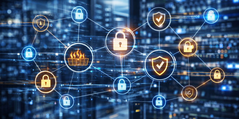 Cybersecurity network visualization protecting connected building security solutions from digital threats and unauthorized access